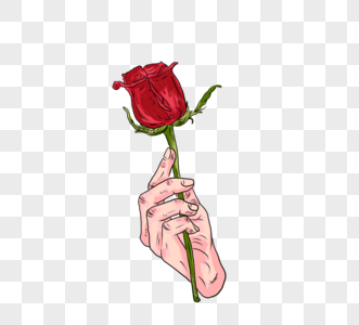 一支红色玫瑰花元素图片