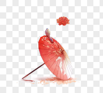 红色花朵油纸伞设计元素图片