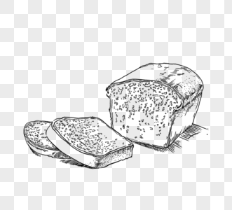 黑色手绘面包片和切成薄片面包图片