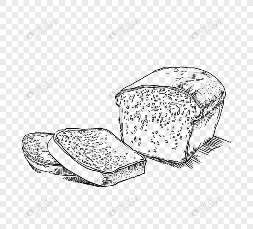 黑色手绘面包片和切成薄片面包图片