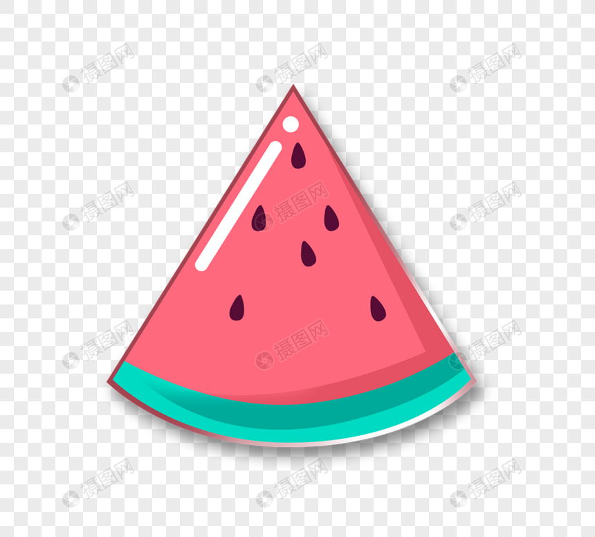 水果美食卡通徽章红色西瓜图片