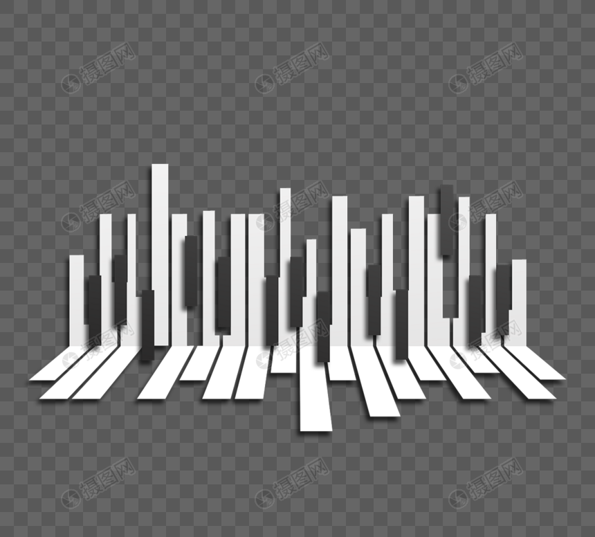 立体创意剪纸风钢琴键图片
