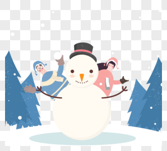 冬季爱好者,雪人,雪球打架和插图图片