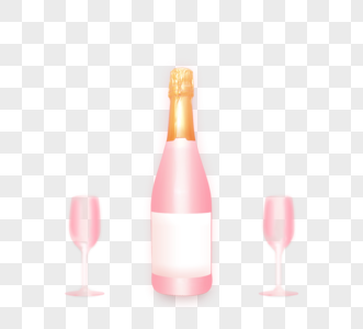 粉色立体香槟酒杯庆祝元素高清图片