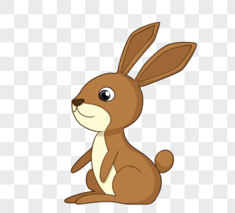 小兔子插画棕色可爱手绘卡通兔子素材