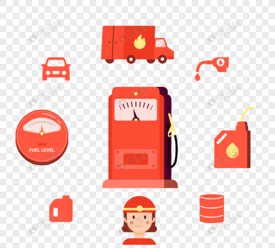 石油加油站红色信息图设计图片