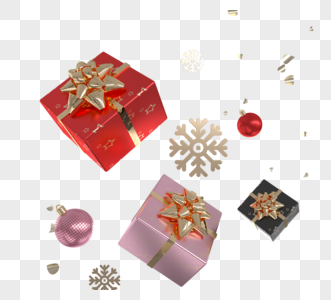 三维圣诞节狂欢节礼品盒图片