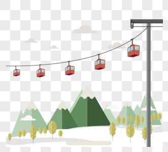 动画片红色雪山缆车观光例证图片