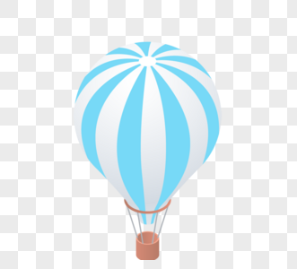 蓝白色清新卡通立体热气球图片