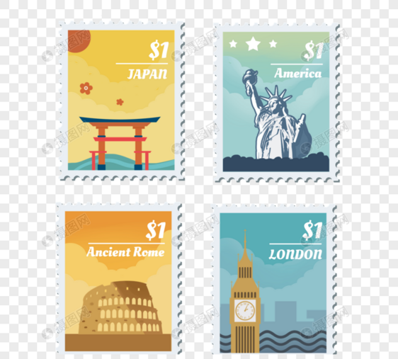 彩色旅游纪念邮票图片