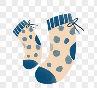 蓝色衣服矢量手绘蓝色粉色袜子素材