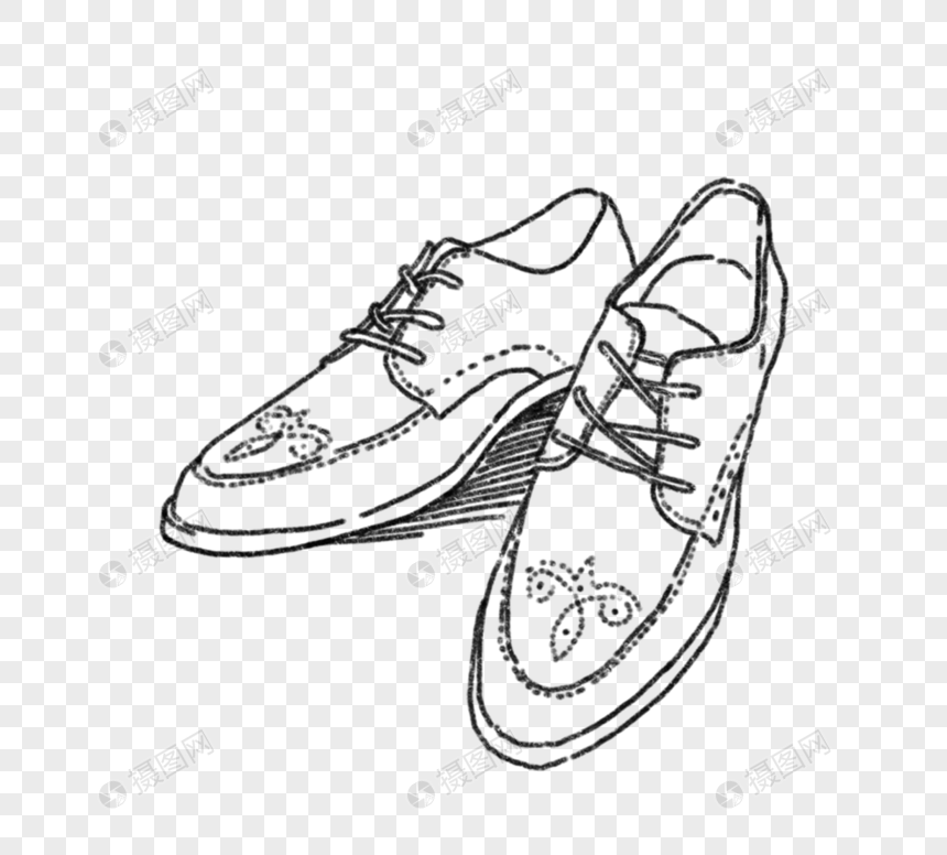 黑色线描一双皮鞋元素图片