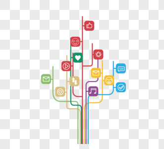 彩色树状社交线条图片
