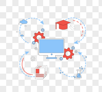 蓝色线性教育信息图表高清图片