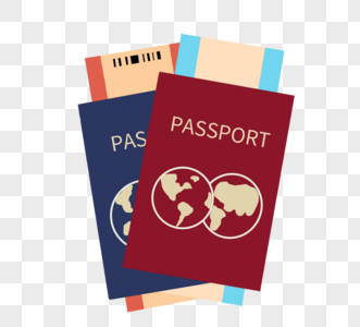 手绘护照旅行机票图电影票高清图片素材