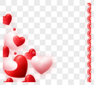 简约可爱红色白色立体爱情花边边框情人节元素图片