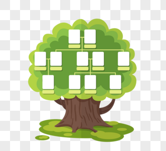 手绘绿色家庭关系树图片