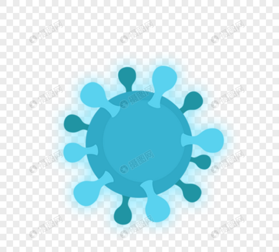 蓝色圆形病毒病菌卡通病毒图片