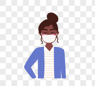 戴八角帽的女人女人黑色皮肤工作中戴口罩素材