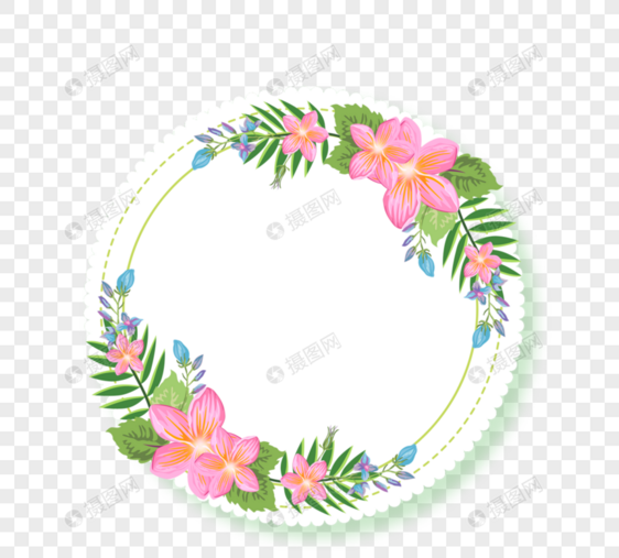 热带手绘花卉边框图片