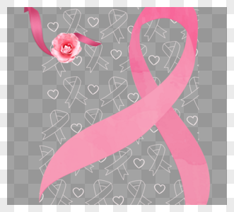 世界抗癌日粉色丝带玫瑰花PNG元素图片