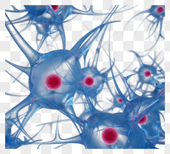 蓝色神经元细胞3d立体元素高清图片