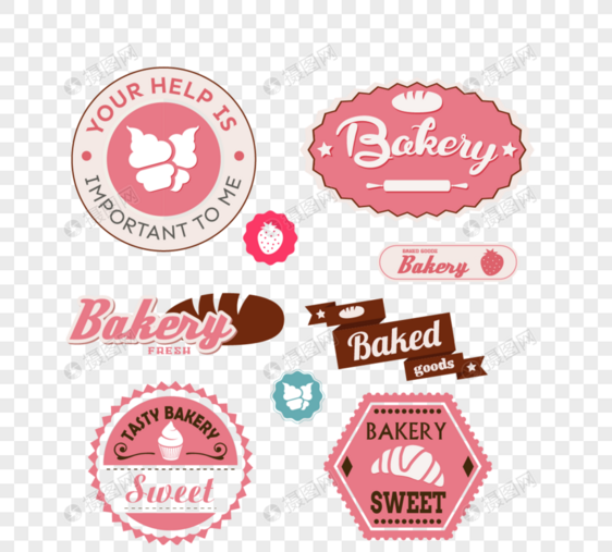 粉色棕色蛋糕烘培徽标图片