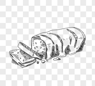 黑色手绘素描奶油面包高清图片