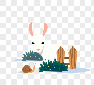 兔子蜗牛卡通手绘动物图片