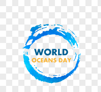 世界海洋日水彩元素图片