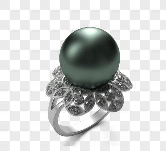 豪华黑色珍珠钻石戒指图片