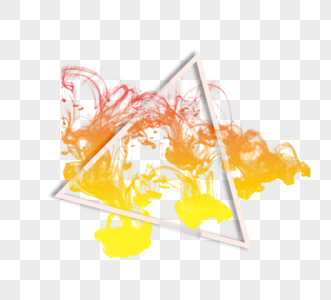 黄色渐变烟雾三角标签元素图片