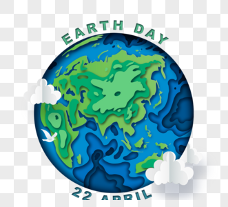 蓝色地球日环保低碳立体剪纸图片