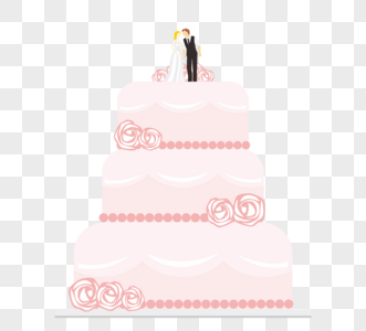 卡通粉色多层婚礼蛋糕图片