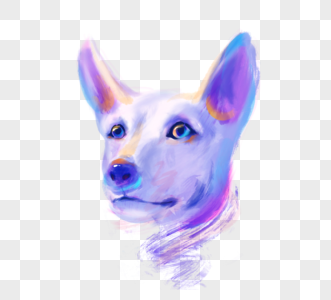 蓝色狗彩色手绘元素图片