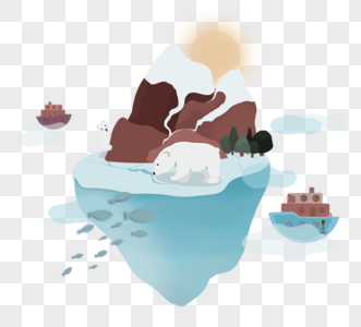 冰山飘浮岛元素图片