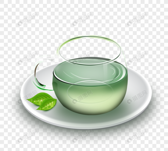 高档绿茶玻璃杯设计图片