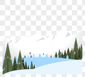 卡通矢量冬天雪森林元素图片