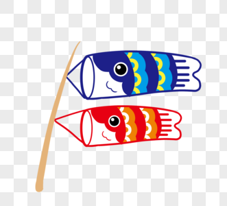 手绘日式鲤鱼旗图片