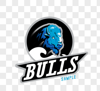 蓝色公牛头俱乐部头像徽标logo设计模板图片