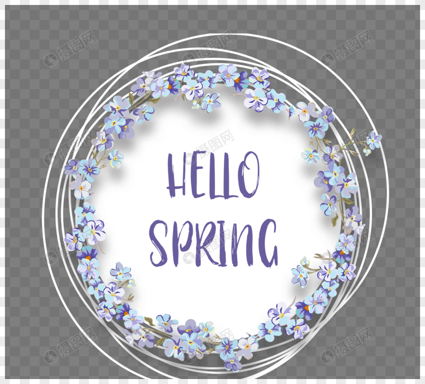 白色花卉春季淡雅创意边框元素图片