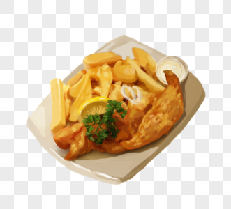英国炸鱼薯条特色美食元素图片
