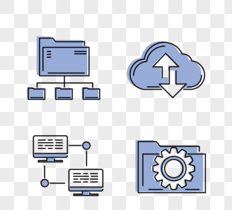 蓝色云数据传输图标高清图片