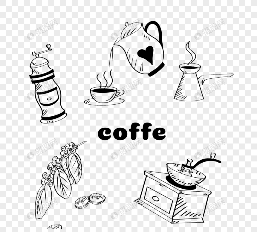 简单手绘线条咖啡图片