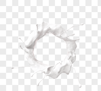 牛奶圆环液体飞溅3d元素高清图片