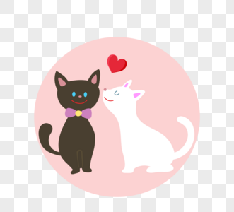 可爱手绘小猫情侣猫咪图片