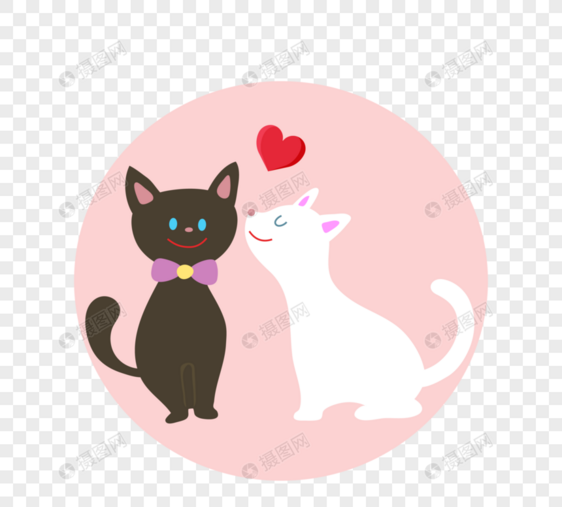 可爱手绘小猫情侣猫咪图片