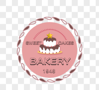 生日蛋糕粉红色甜点小吃广告牌标签图片