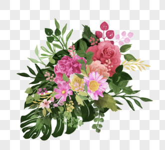 手绘花卉植物花簇元素图片