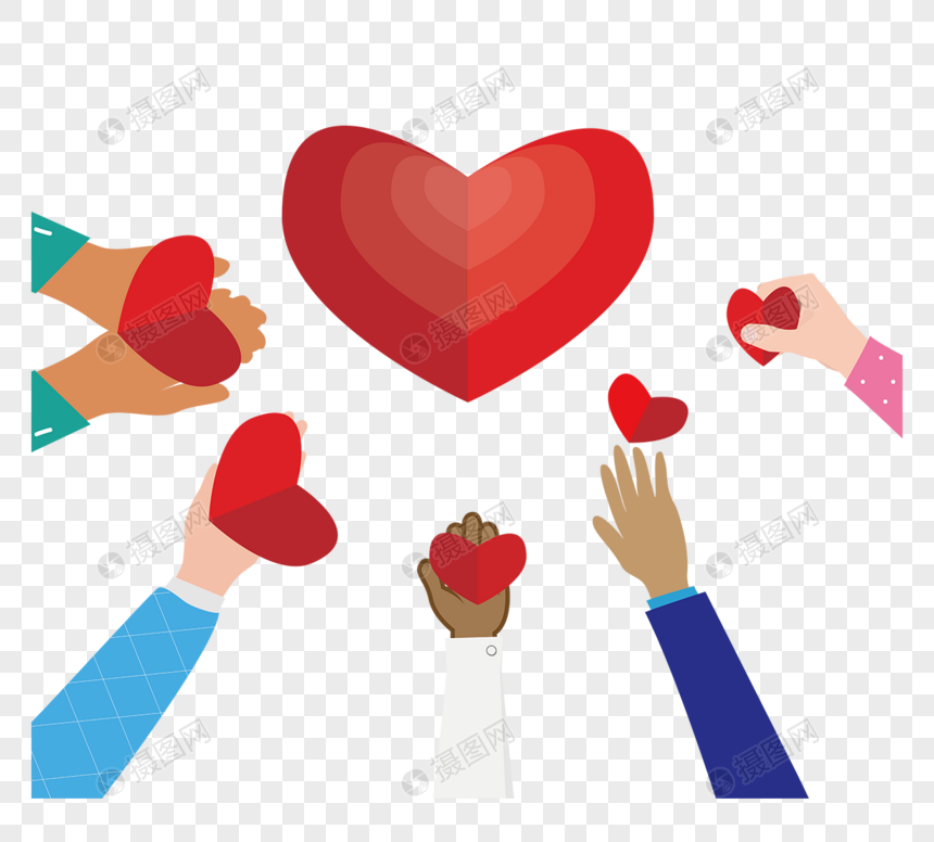 手绘创意卡通公益献爱心